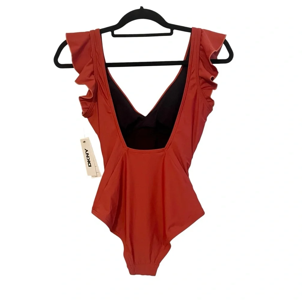 DKNY Flutter Sleeve One Piece Swimsuit XS NWT - Picture 5 of 10